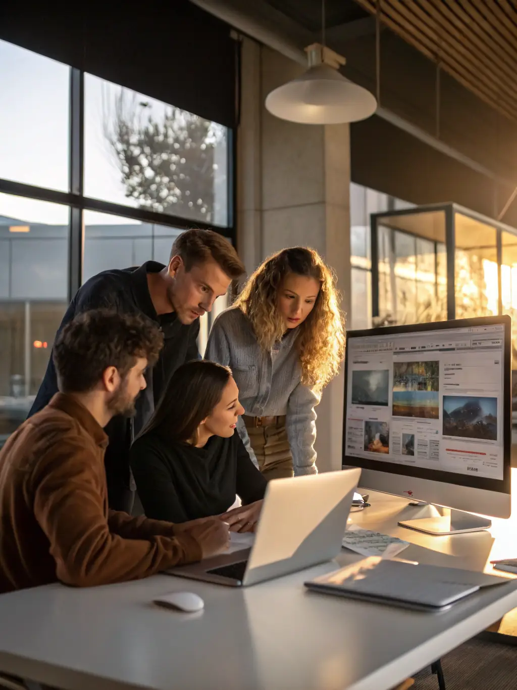 An image showcasing a collaborative team working on a web development project, emphasizing SelantiTech's client-focused approach and expertise.