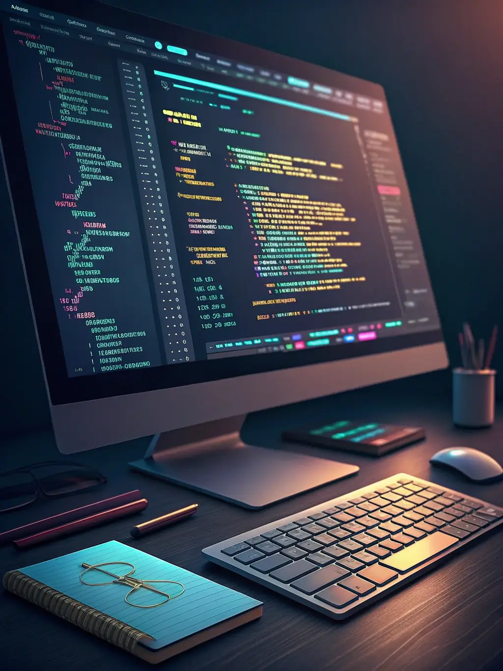 An image showing various code snippets and development tools, highlighting SelantiTech's proficiency in using the latest web development technologies.